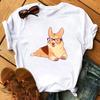 Maycaur Funny Cute Corgi Dog Printed TShirt Harajuku 90s Kawaii Women Short Sleeves T Shirts Tops Graphic Tees Female Tshirt