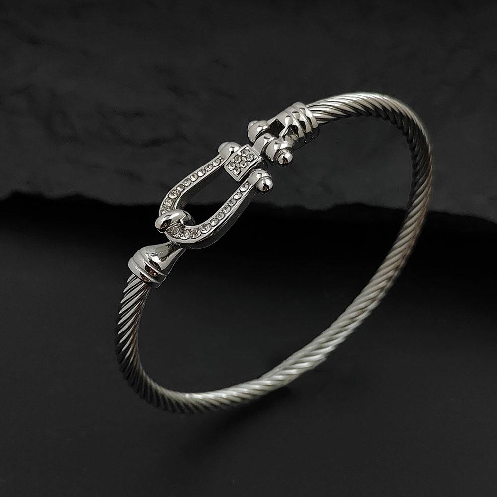 

Fashionable Wire Horseshoe Stainless Steel Gold-plated Women s Bracelet Waterproof and Non-fading Bracelet Gift for Wife серебряный
