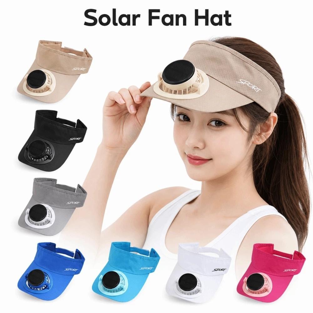 Elastic Solar Fan Hat Breathable Summer Fan Visor Cap Sunscreen Empty Top Hat Camping