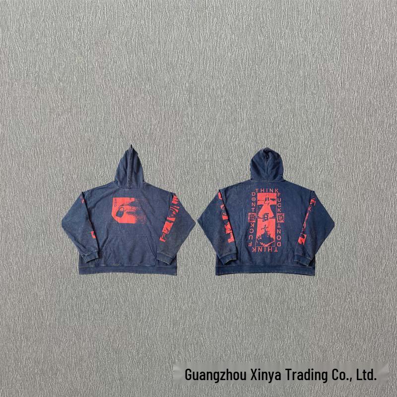 Unisex Retro Hoodie mit Buchstabenprint - Lässiger lockerer Schnitt XL