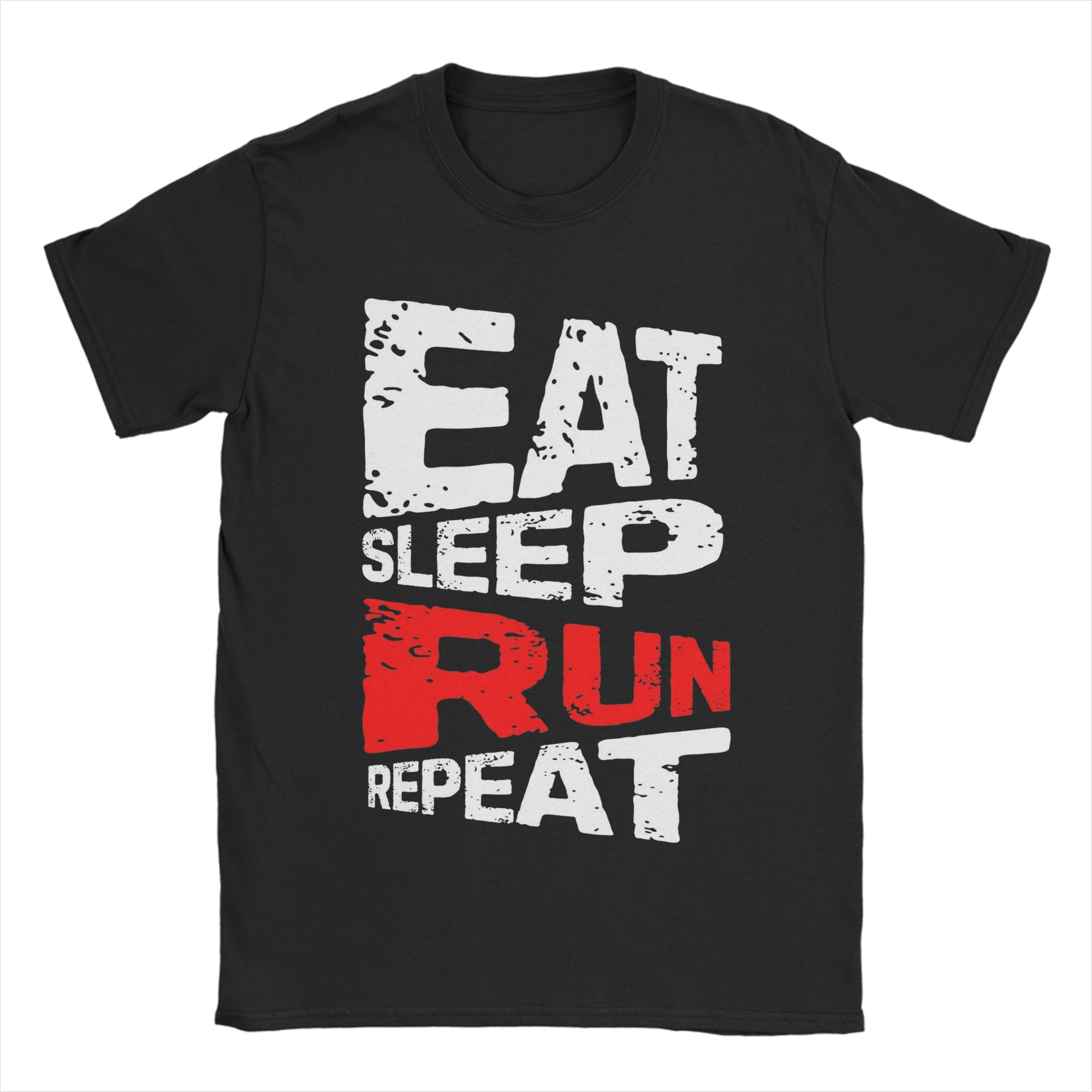 

Men s Eat sleep Running repeat T Shirts 100% Cotton Clothing Awesome Short Sleeve Round Collar Tees Gift Idea T-Shirts 4XL