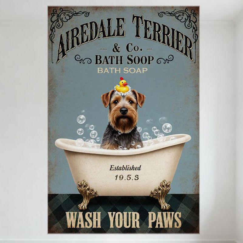 

Vintage Airedale Terrier & Co. Bath Soap Metal Sign, Retro Clawfoot Tub with Soapy Bubbles Tin Sign for Home Bar Pub Wall Decor 20x30cm（7.8x11.8inch）