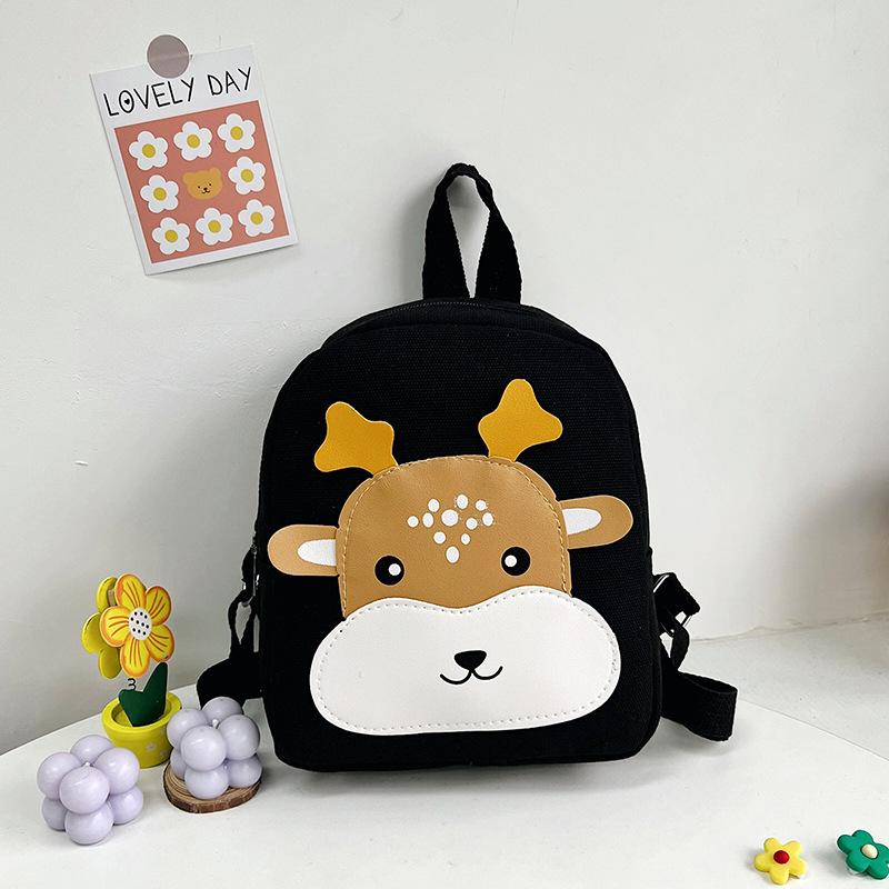 Cartoon kindergarten small schoolbag 3-6 years old boy and girl baby cute backpack fashionable contrasting color canvas children's backpack