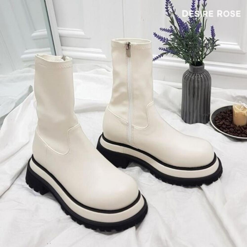 DeSire RoSe Women S Stretch Leather Chunky Heel Ankle bootS 5cm