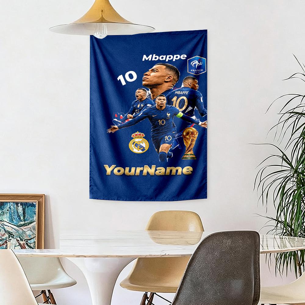 Mbappe Custom Your Name Wall Decor Tapestry Art For Pet Memorial Birthdaywedding Party Backdrop Family Gift