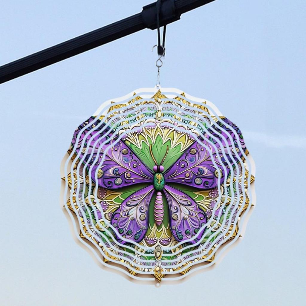 10-Inch Animal & 2D Mandala Wind Chimes, Rotating Outdoor Decor, No External Power Needed - Perfect Gift for Animal Lovers, Dynamic Effect