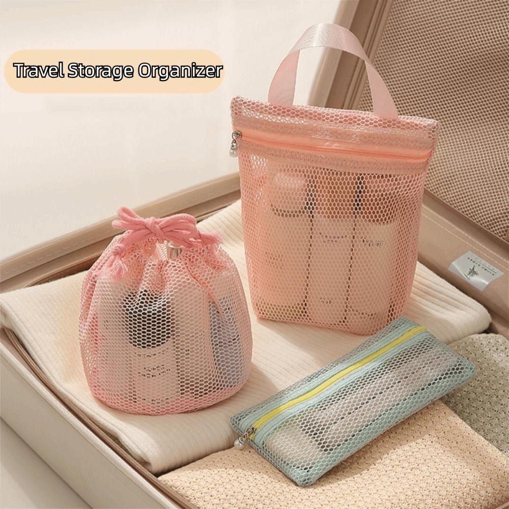 Portable Mesh Makeup Bag Gauze Toiletry Bag Portable Travel Storage Bag Business