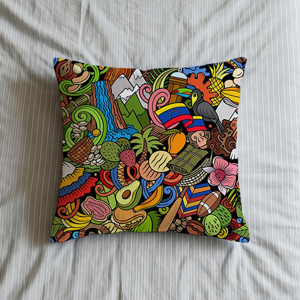 Cushion Cover Art Soft Case For Sofa Living Room Home Comfortable Aesthetic Office Decor Protective Venezuela Pillow Covers