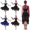 Damen Lyrical Dance Asymmetrisches Bodysuit-Kleid Einzelner Langer Ärmel Blumenspitze Unregelmäßiger Saum Rock