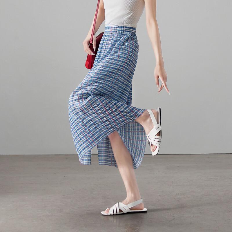 SOFSIL French Vintage Plaid Straight Midi Skirt 29/XL