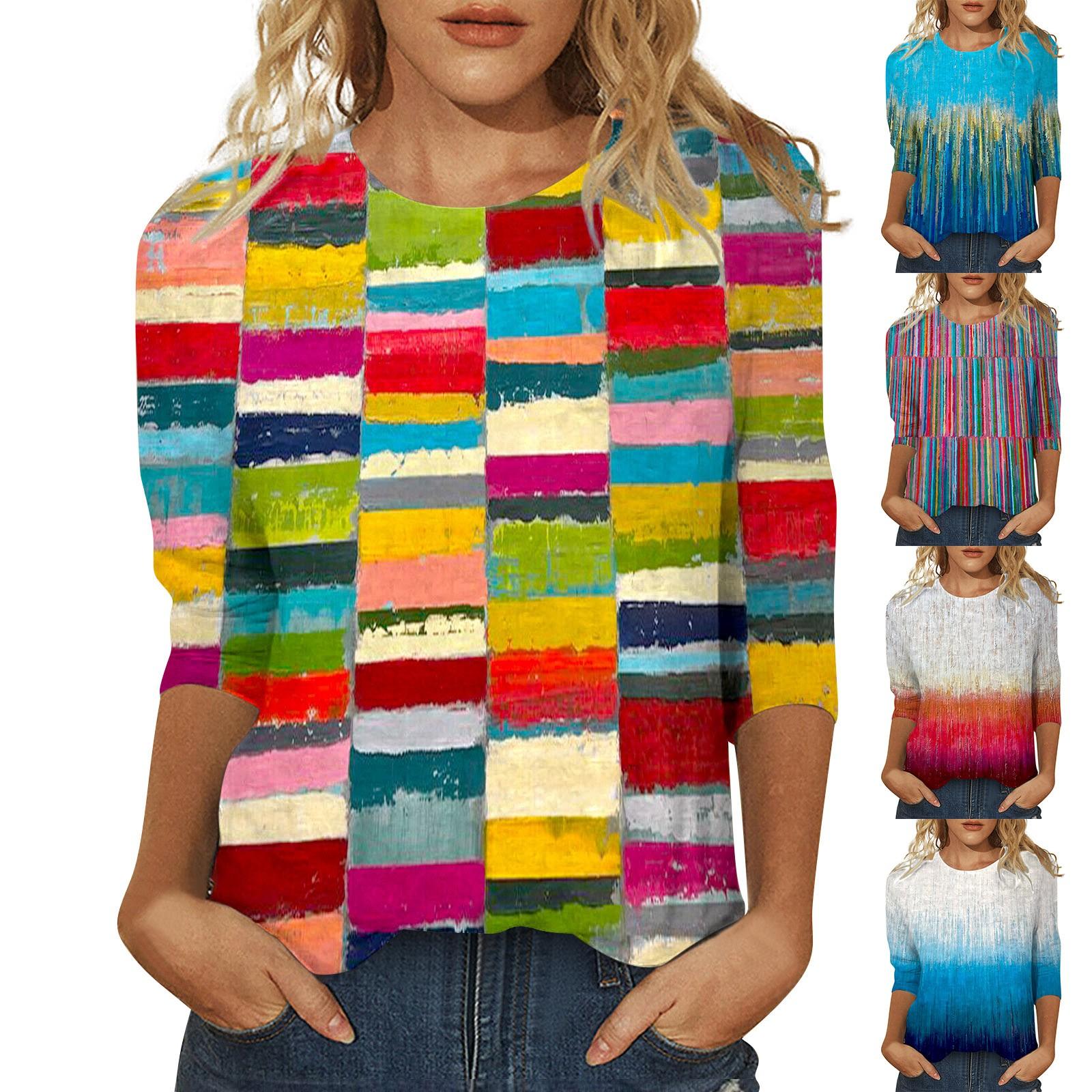 

Модная повседневная блузка с рукавами три четверти и круглым вырезом, пуловер L синий