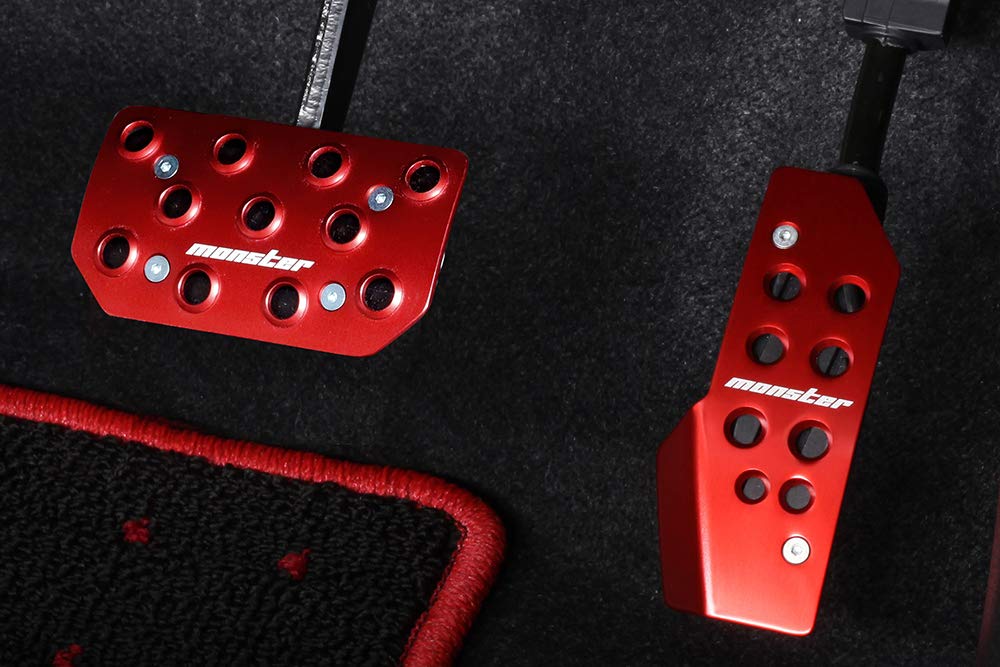 MONSTER SPORT Sports Driving Pedal Cover Set, Red Anodized (for Suzuki Jimny JB64W / Jimny Sierra JB74W – 4AT)