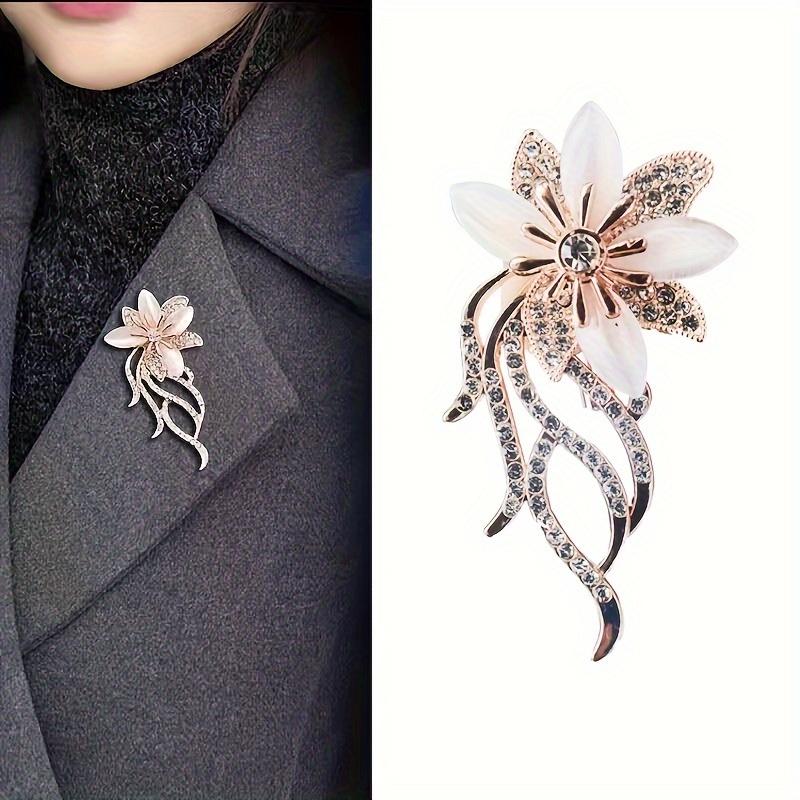Elegant Vintage Rhinestone Orchid Brooch for Women - Sparkling Floral Pin - Intricate Scarves, Jackets, Dresses Weddings Parties Events, Flower Brooch