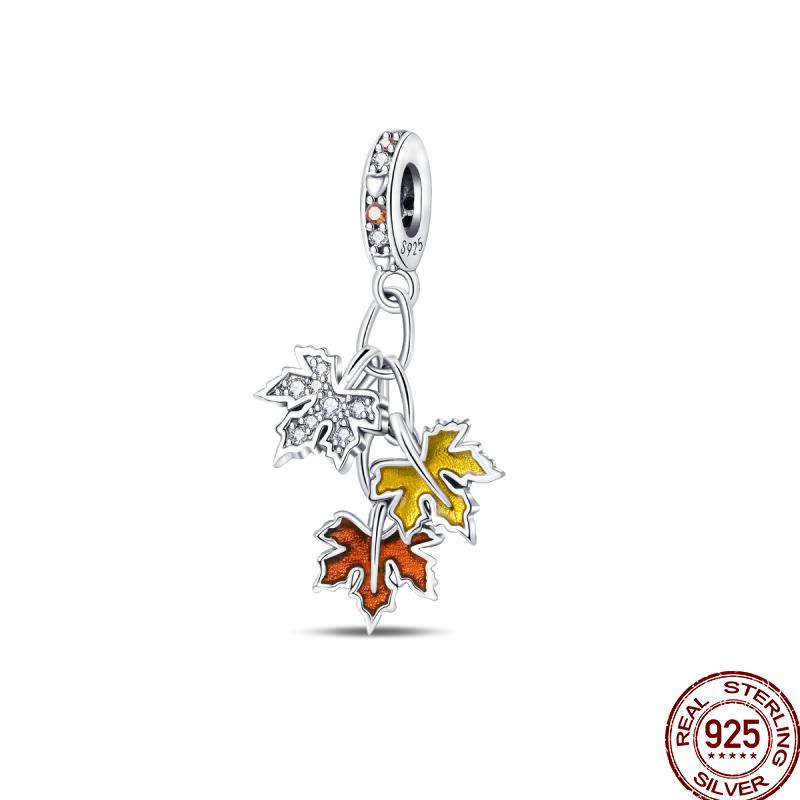 Copper Pumpkin Maple Leaf Squirrel Scarecrow Harvest Autumn Charm Beads Suitable For Pan Original Bracelet