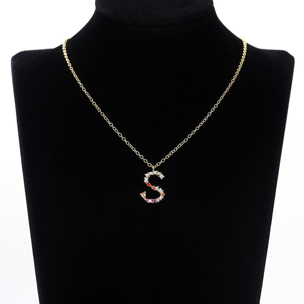 CAOSHI Stylish Women's Necklace with Letter S Pendant Bright Crystal Jewelry for Lady Personality Delicate Gift for Anniversary