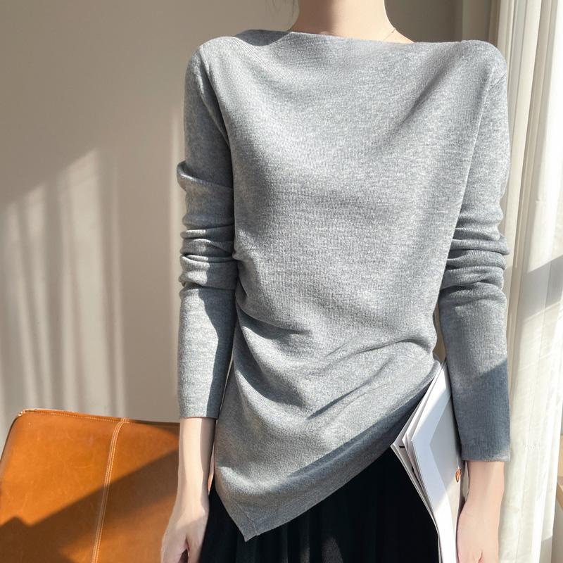 Women's wool pullover Qinghe cashmere 50% silk 50% wool spring and summer wool soft, comfortable and warm