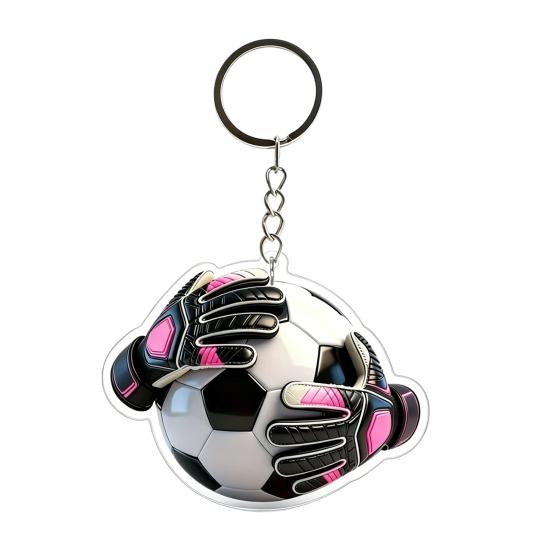 Metal Hanging Ring Keychain Pendant, 2D Acrylic Football Design Clear Pattern Key Ring, Backpack Keys Fan Accessory 5