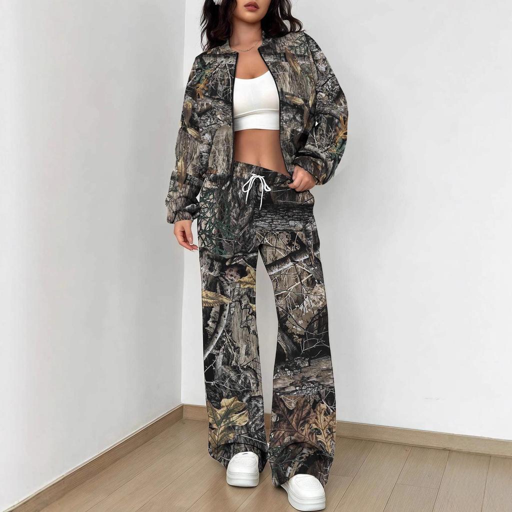 Outdoor Camouflage Herbst Und Winter Neue Europäische Und Amerikanische Damenbekleidung Retro Druck Anzug Damen