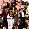 2026 New Year Decoration Black Gold Silver Latex Balloons Foil Letter Balloon Banner Set for New Years Eve Prom Party Supplies