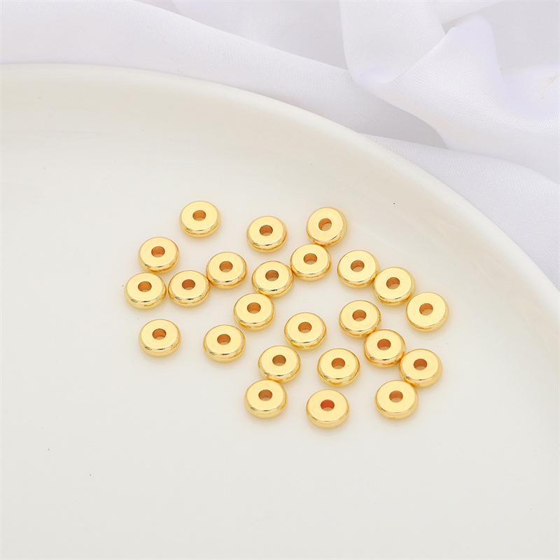 14K Gold-Plated Silver Tone Beads: Thick Spacer & Flat Loose Beads for DIY Jewelry and Bracelets