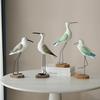 2pcs Wooden Seagull Statues – Nautical Coastal Bird Figurines for Beach Home Decor
