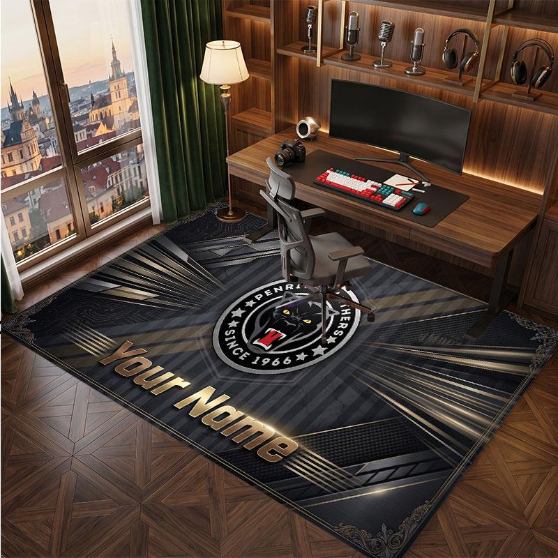 Penrith Panthers Personalized Crystal Velvet Carpet, Customized Name Text Soft Anti‑Slip Rug for Living Room Bedroom