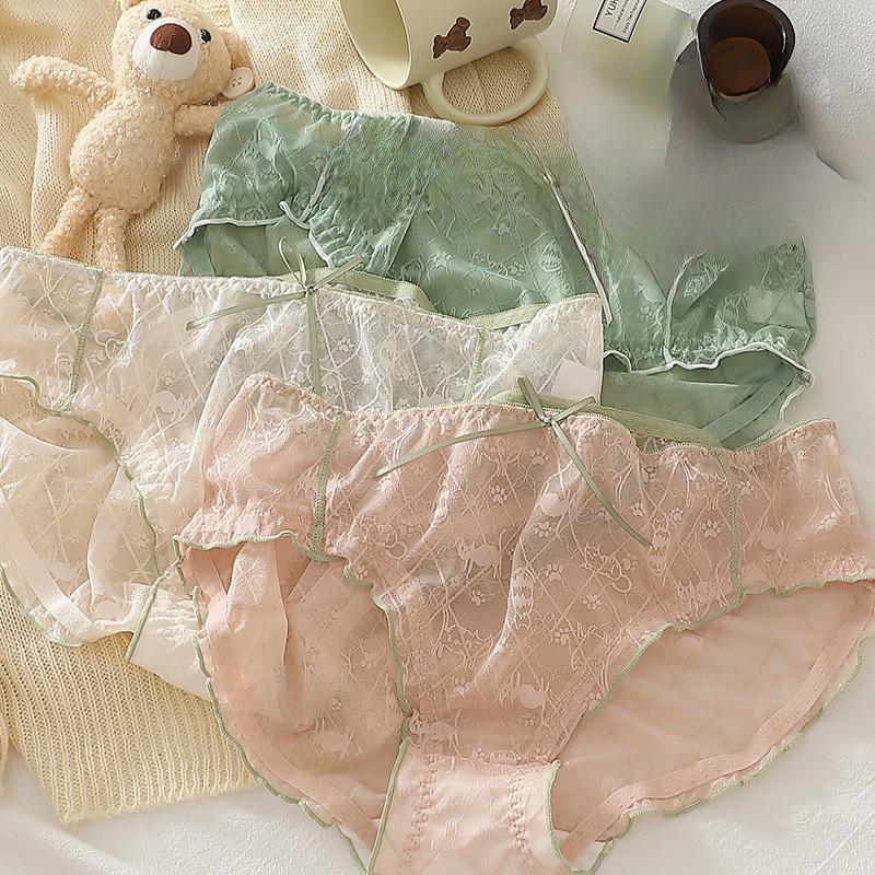 Sexy Underpants Plus Lace Panties for Women Briefs Sweet Lightweight Mesh Underwear Female Panties