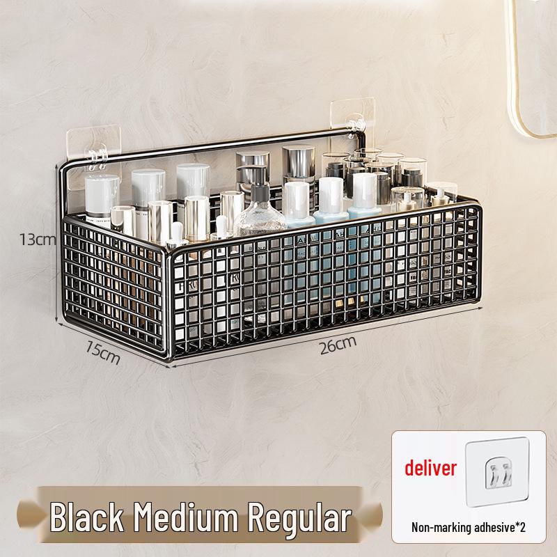 Wall-Mounted No-Punch Storage Rack for Bathroom, Kitchen, and Shower.
