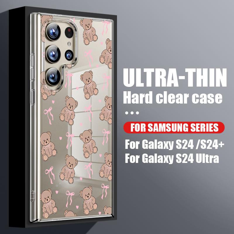

Чехол для телефона с рисунком мультяшного медведя для Samsung Galaxy S26 S25 S24 S23 Ultra S22 Plus S21 S25 FE A56 A36 A26 A55 A54 A15 Прозрачный чехол Galaxy S26