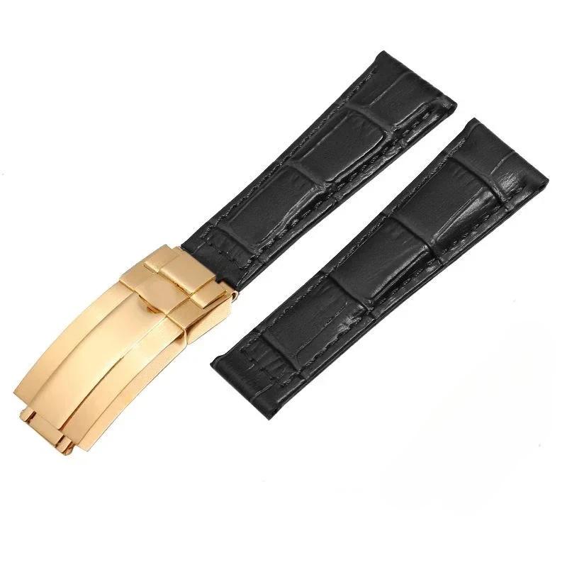 Crocodile Pattern Genuine Leather Watchbands 20mm for  Watch Strap Daytona Submariner  Bracelet Folding Buckle
