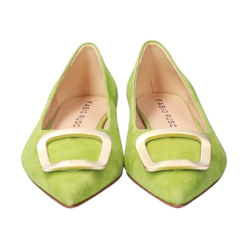 Fabio Rusconi Women's Low-Heel Buckle Pumps, Green Suede, Size 22.5cm, F01008