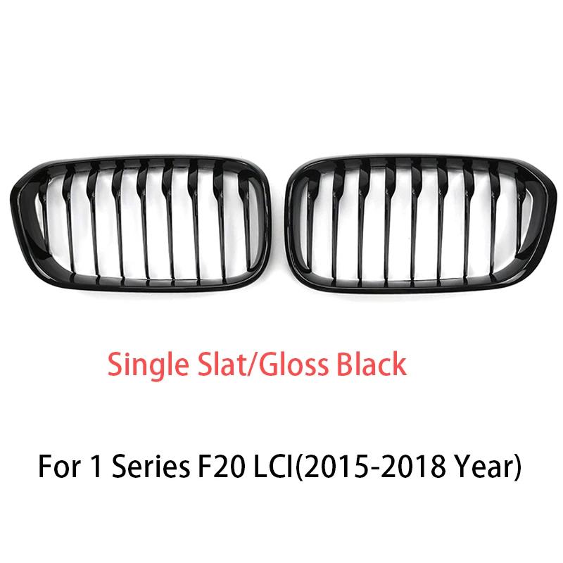 Front bumper racing radiator mesh grille for BMW 1 Series F20 F21 facelift 2015-2019 years, matte black glossy color