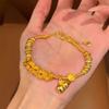 Brushed Finish Coin Pendant Bracelet Gold Color Chinese Style Bracelet Gourd Bracelet  For Women