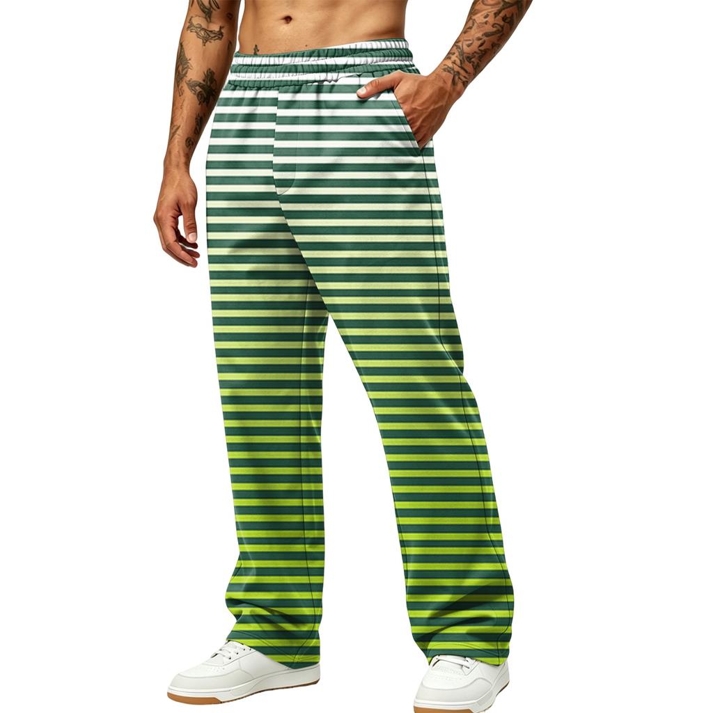 Men's Wide Leg Jogger Pants with Pockets - Printed Casual Athletic Sweatpants for Daily Wear