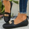 Plus Size Comfortable Flats Autumn New Round Toe Deep Mouth Metal Buckle Soft Sole Anti-slip Wear-resistant Single Shoes