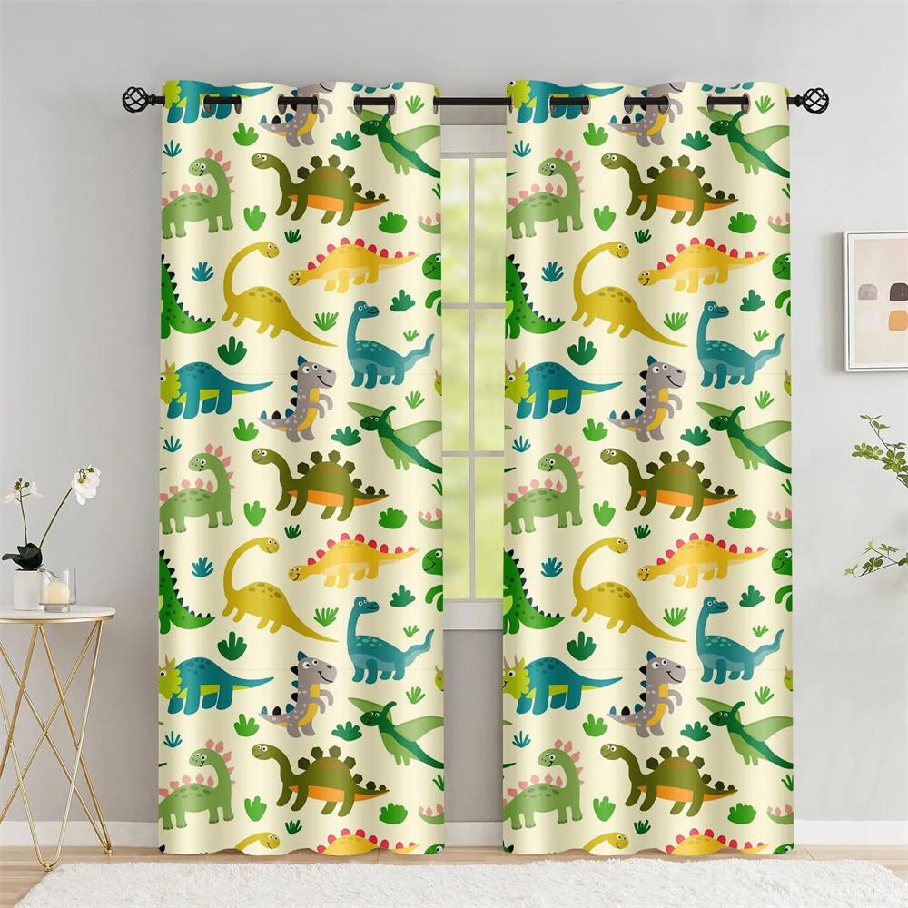 Safari Animals Cartoon Jungle Forest Window Curtains Blinds For Living Room Kids Bedroom Bathroom Kicthen Door Home Decor2Pcs