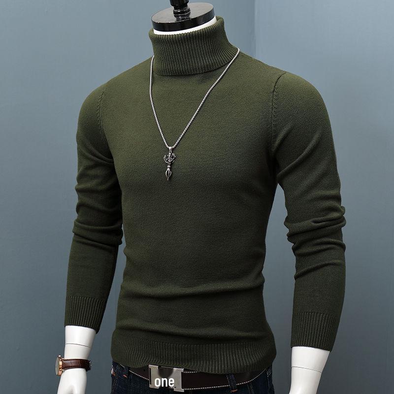 Men's Korean Style Turtleneck Knitted Sweater: Autumn/Winter Thick, Trendy, Plus Size Loose Pullover.