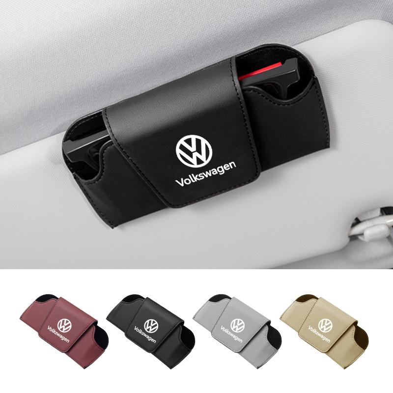 Hub Caps Car Visor Glasses Holder Leather Magnetic Sunglasses Storage Box Accessories For Volkswagen VW Jetta Golf Beetle EOS GT Cv1