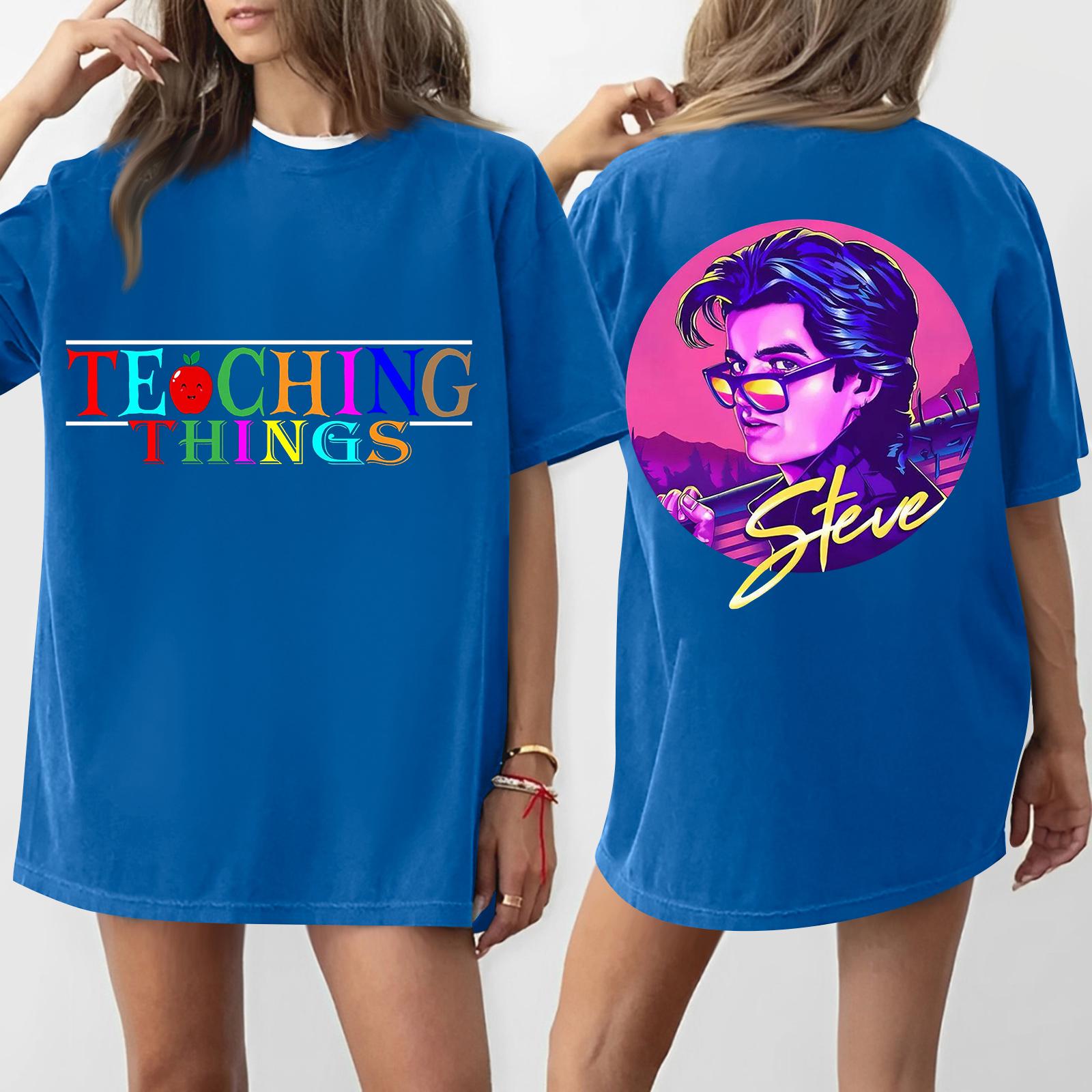 

Женская футболка с круглым вырезом и короткими рукавами с принтом L синий