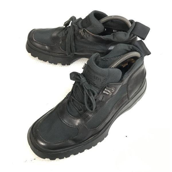Prada Vibram Sohle Trekkingschuhe High Cut Sneaker Kurze Stiefel Größe 7 25.5 26.0 Schwarz(GEBRAUCHT)