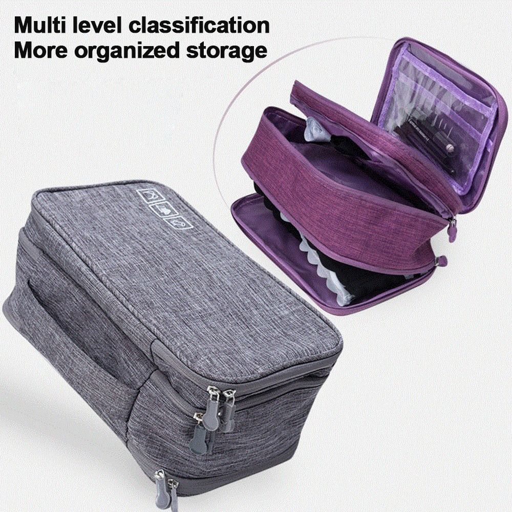 Multi-Compartment Travel Underwear Storage Bag Zipper Closure Cosmetic Wash Package Bag  Daily Use