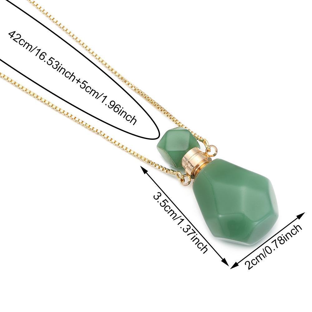 Natural Stone Perfume Bottle Necklace Amethysts Quartz Water Drop Pendant Necklace Crystal Essential Oil Diffuser Vial Jewelry