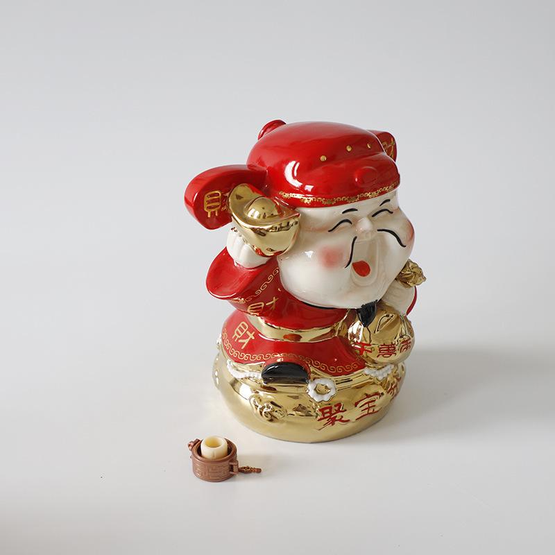 God of Wealth Ceramic Baijiu Bottle: 5 Jin Capacity, High-Grade Sealed Wine Pot Jar and Creative Desktop Ornament