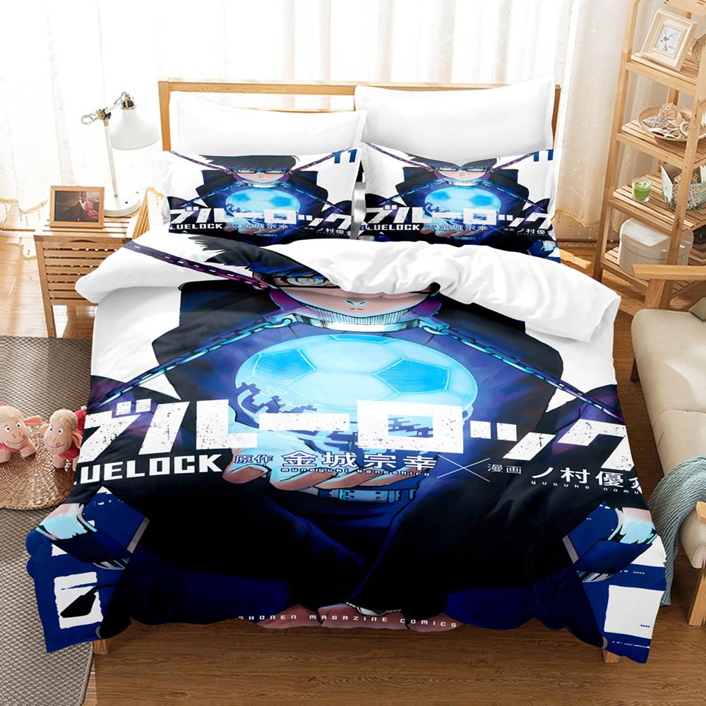 Blue Lock Bedding Set Hot Anime Duvet Cover Set King Queen Twin Double Size Comforter Cover Set For Teens and Boys Anime Lover