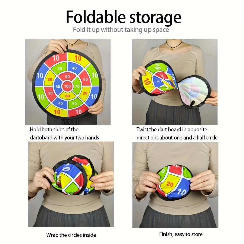 [12pcs Sticky Ball Dart] 12pcs Colorful Sticky Ball Dart Board Set|Vibrant Indoor/Outdoor Party Game,Foldable and Portable for Fun Family Interactions