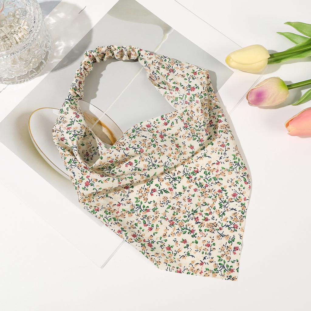 AWAYTR Crashed Flower Headband Rubber Hair Scarf Bands for Women Party Headwear Floral Print Bandana Turban Hairband Headpiece