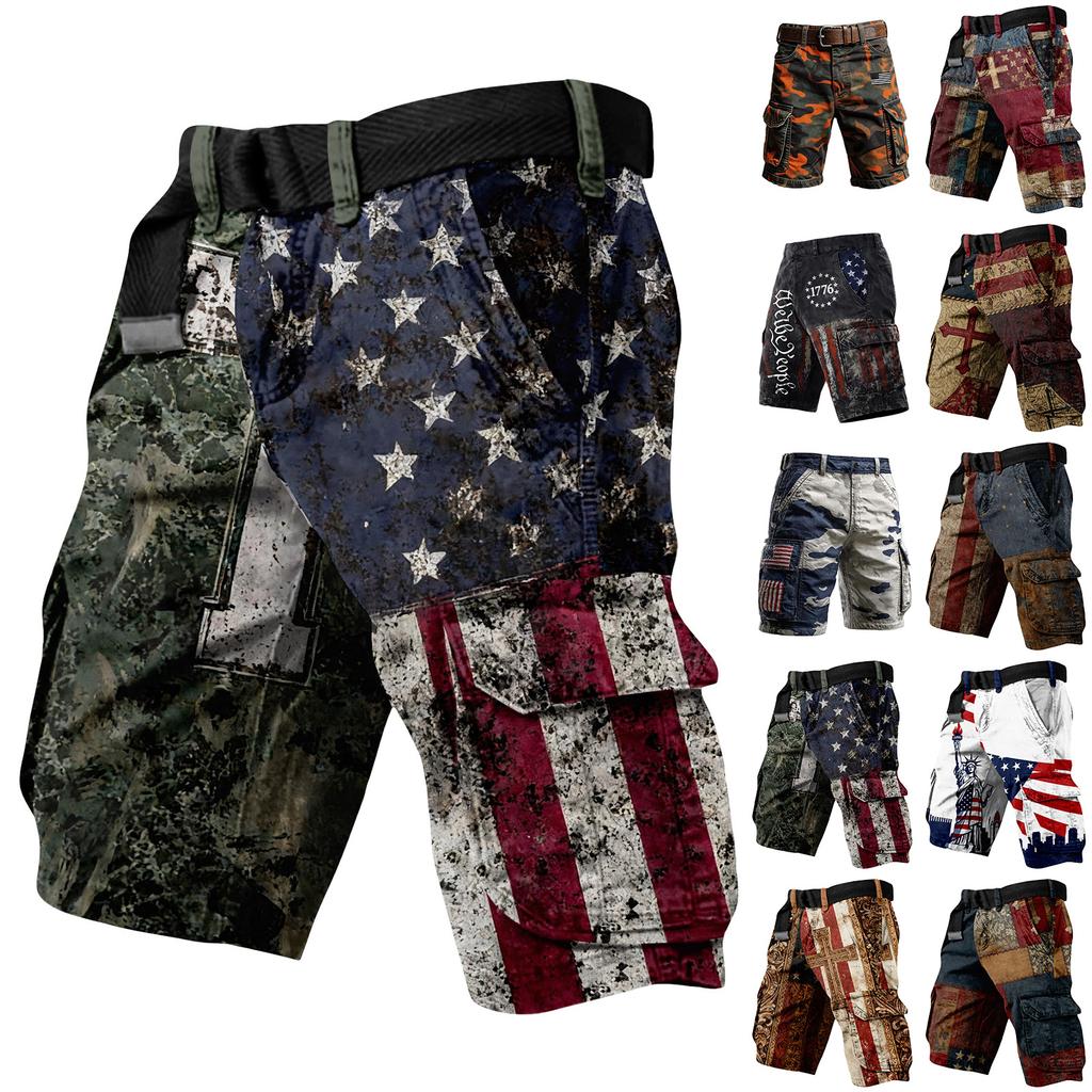 Men's Summer Printed Outdoor Shorts Men's Loose Multi-Pocket Shorts