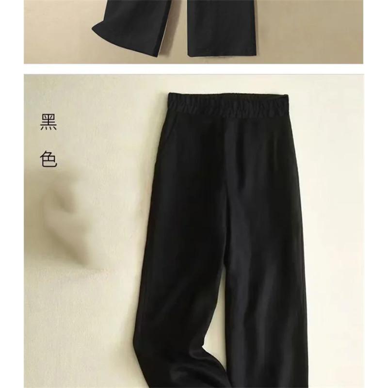 Leinen Weiter Bein Hosen Damen Sommer Dünn Elastisch Hohe Taille Lange Hosen Herbst Lässig Locker Gerade Hosen