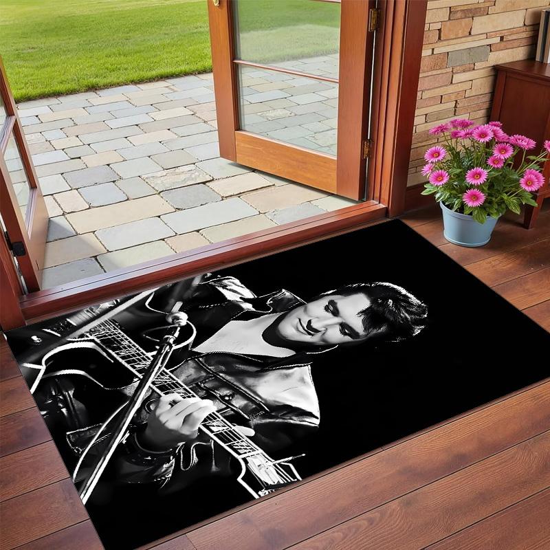 Tappeto Antiscivolo in Velluto di Cristallo, Tappeto con Design di Elvis Presley per Interni Soggiorno Camera da Letto Decorazione Casa