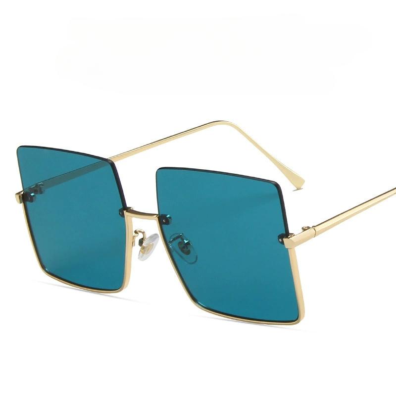 

Oversized Square Sunglasses Women Brand Retro Big Frame Sun Glasses Female Metal Semi-Rimless Designer lentes de sol mujer